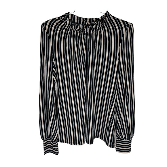 Adrianna Papell Black and White Tie Front Blouse - Picture 1 of 8
